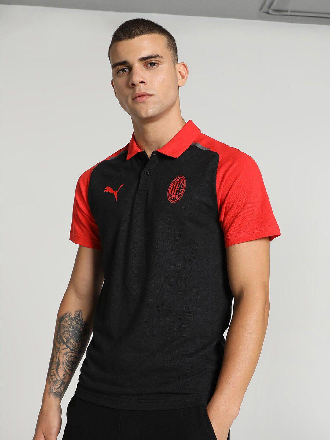 puma men ac milan casuals cotton football polo tshirt