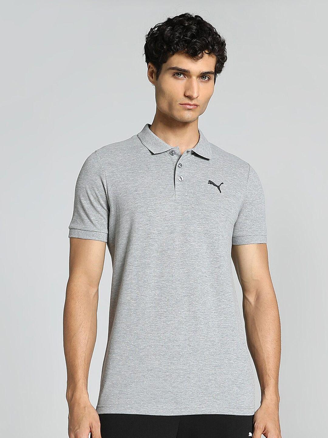 puma men active essential logo printed cotton polo t-shirt