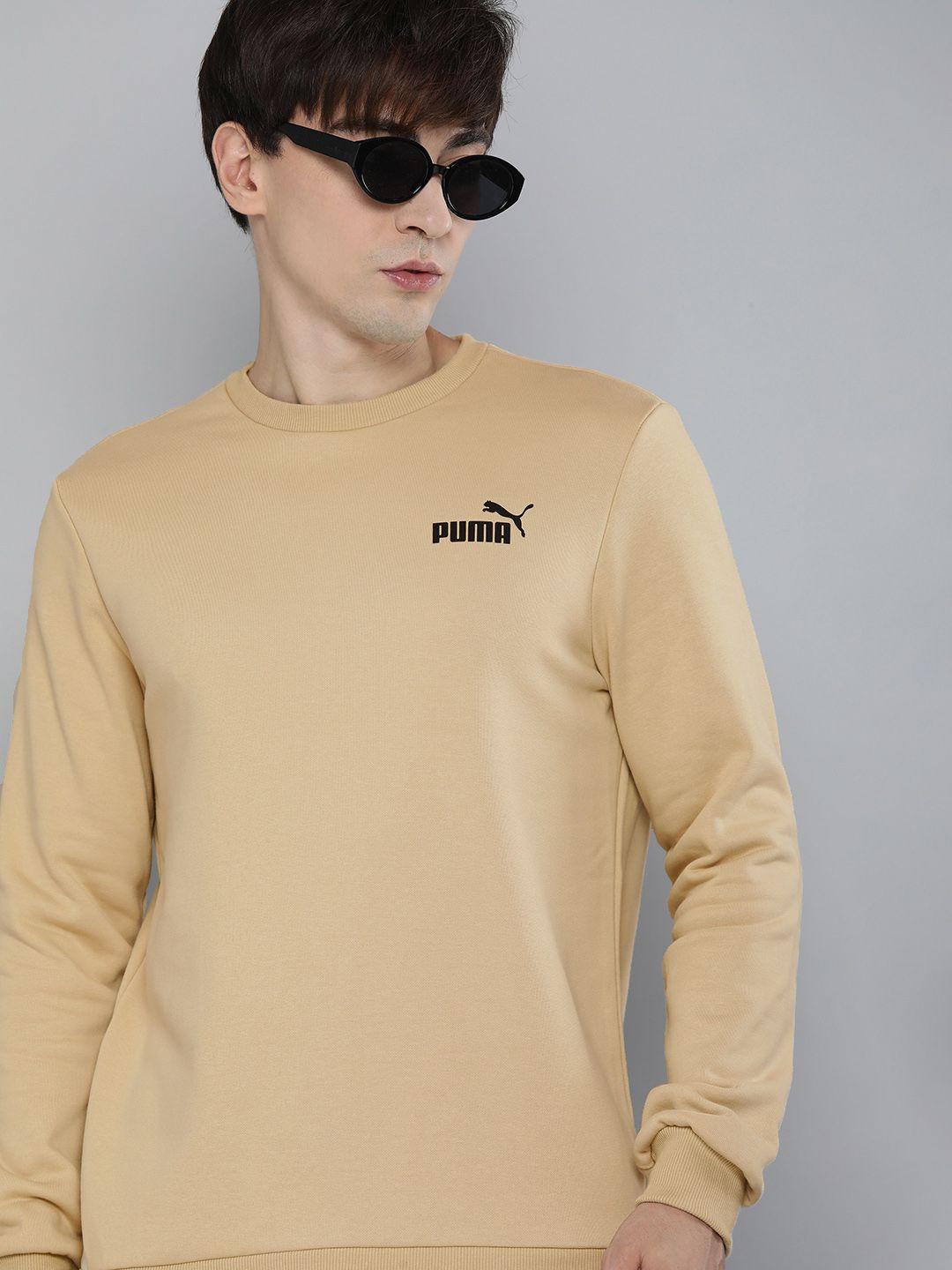 puma men beige brand logo printed pullover sweatshirt