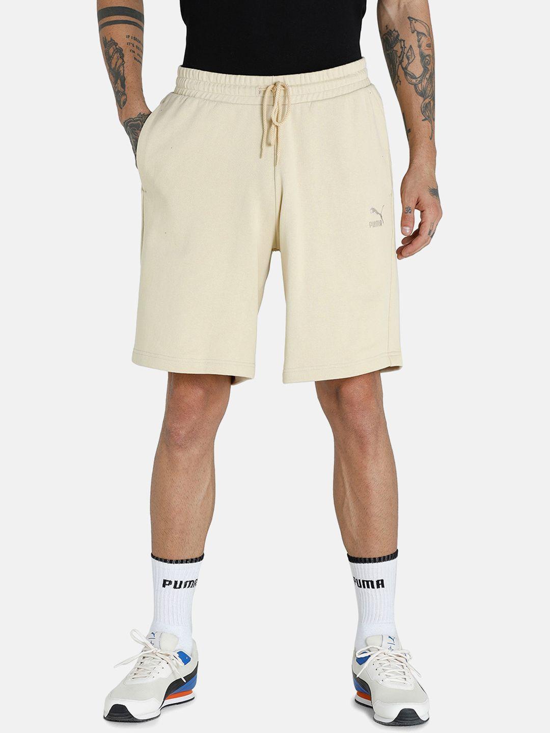 puma men beige puma x 1der cotton loose-fit shorts