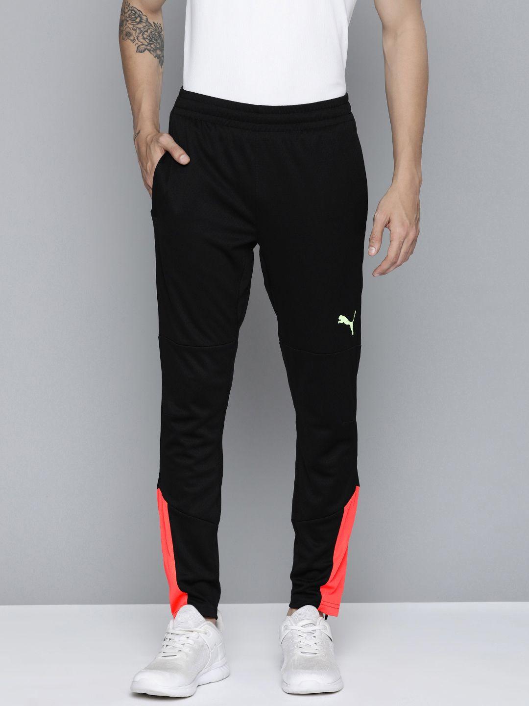 puma men black & orange colorblocked individual final training track pants