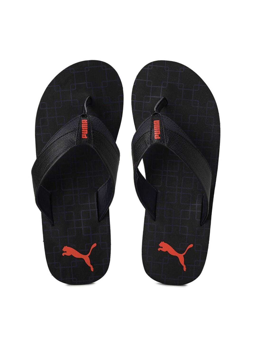 puma men black & red printed deal v2 thong flip-flops