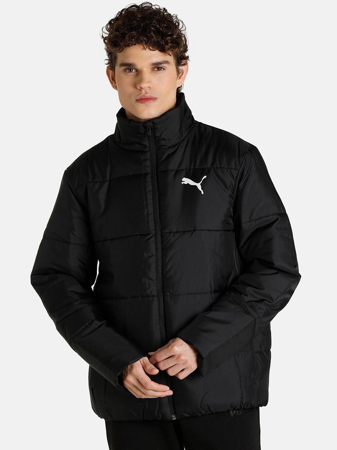 puma men black & white essential brand logo padded jacket