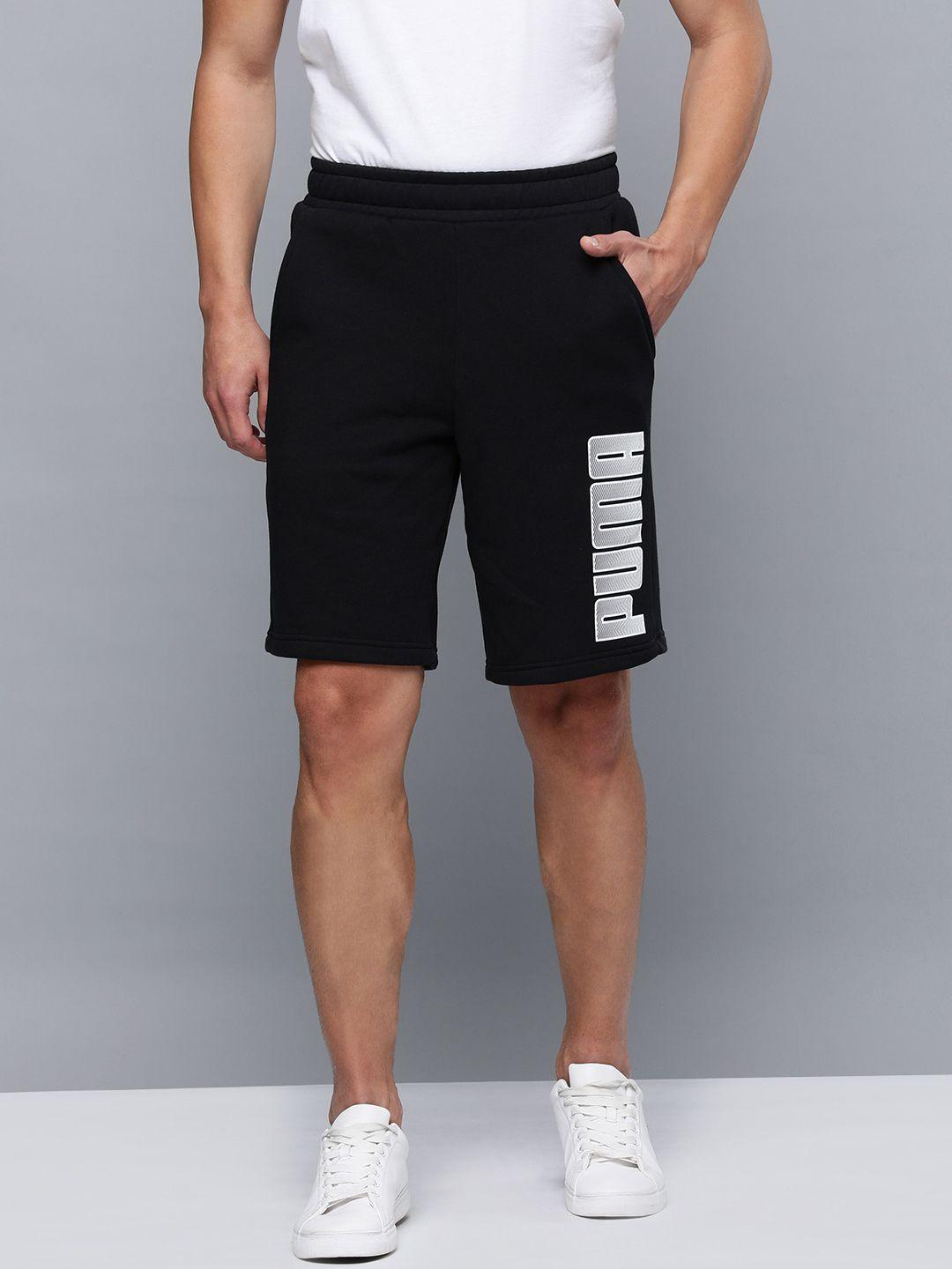 puma men black & white ka shorts fl 10" printed sports shorts