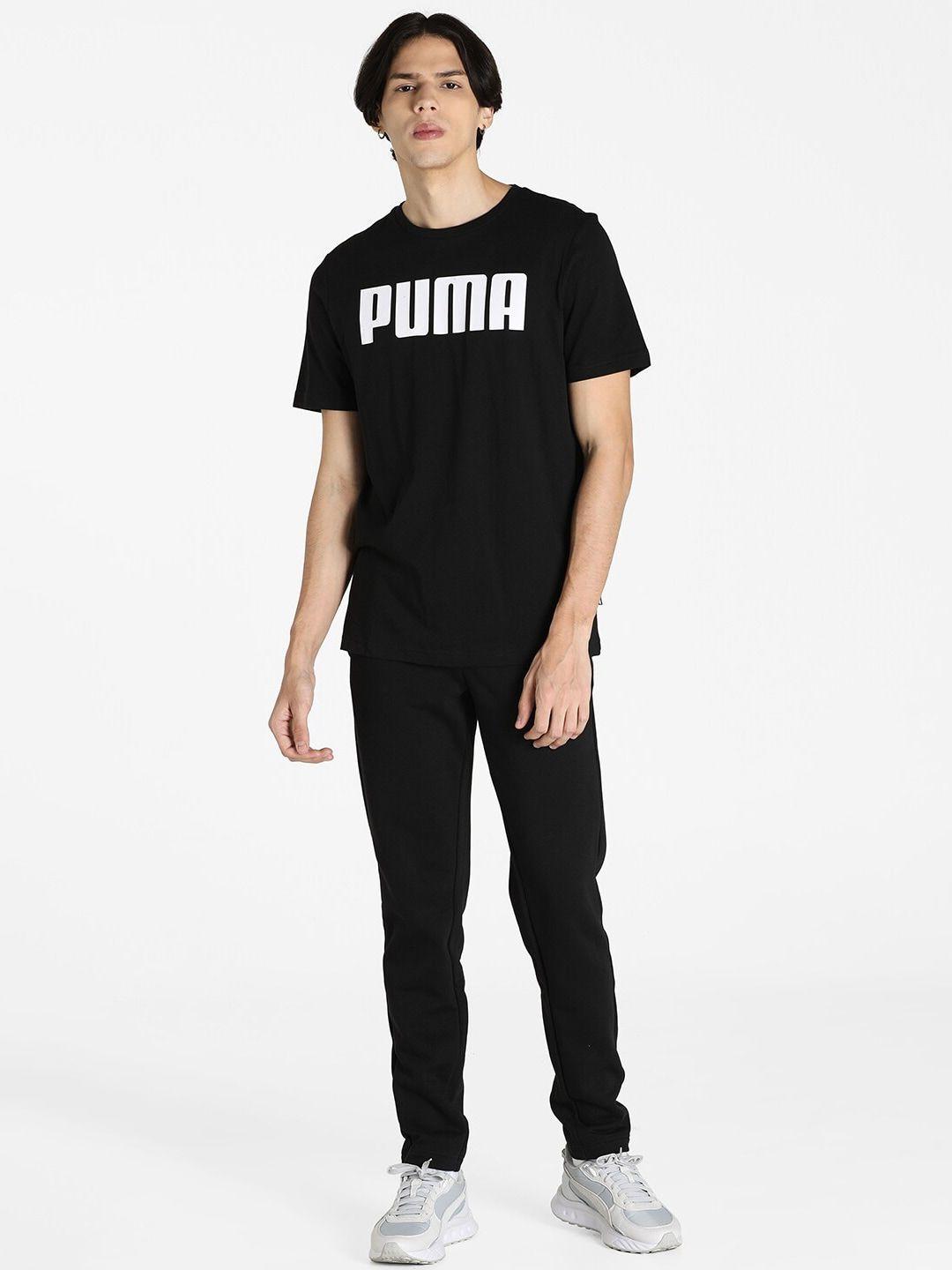 puma men black & white typography printed regular fit t-shirt