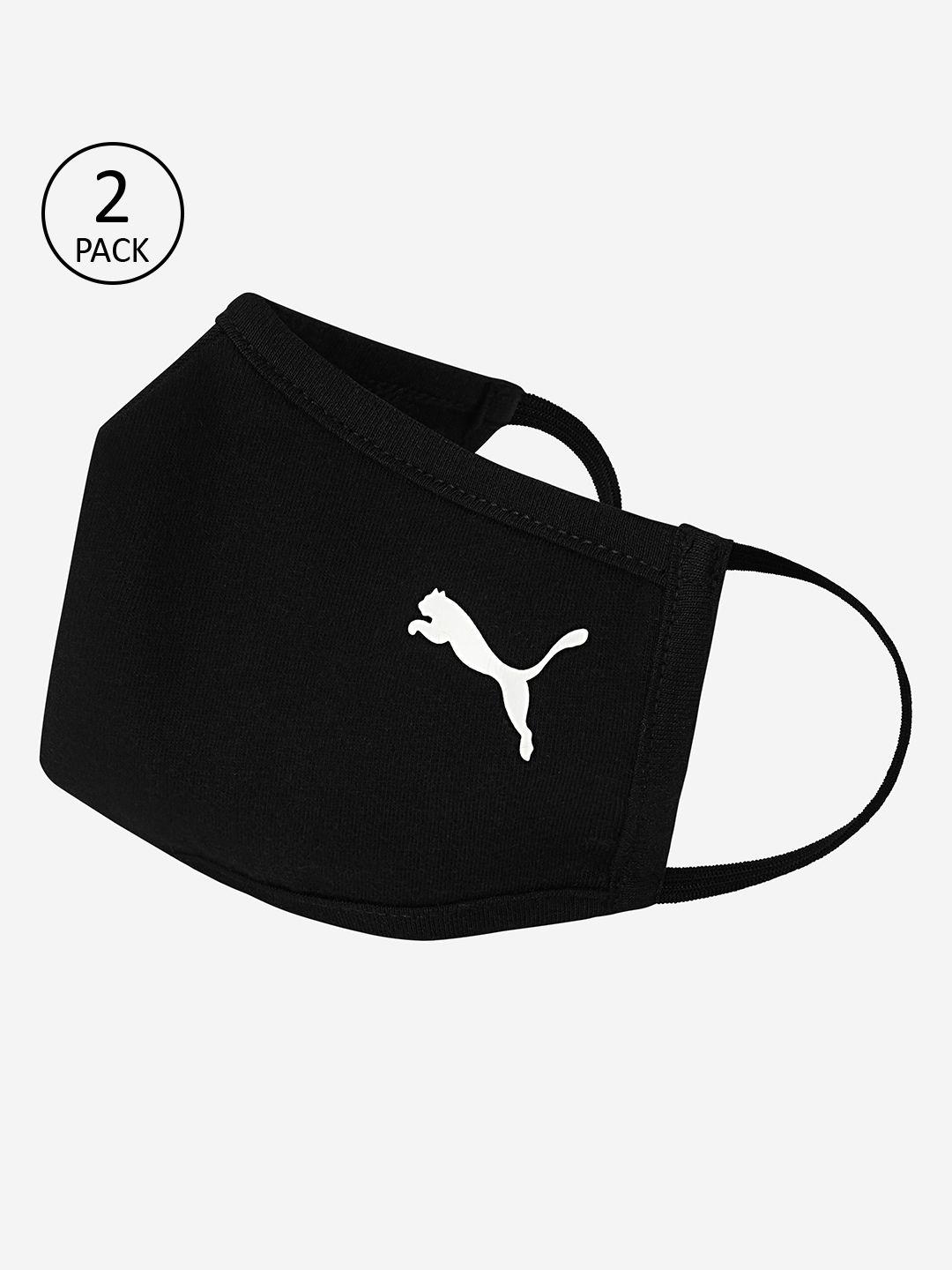 puma men black 2 pcs 5 ply face mask