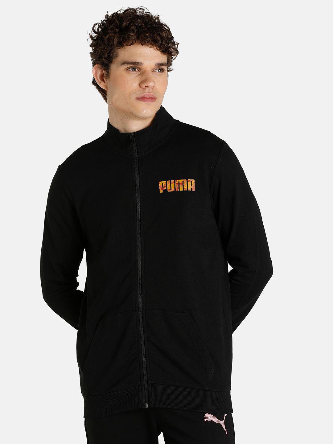 puma men black brand logo sporty jacket