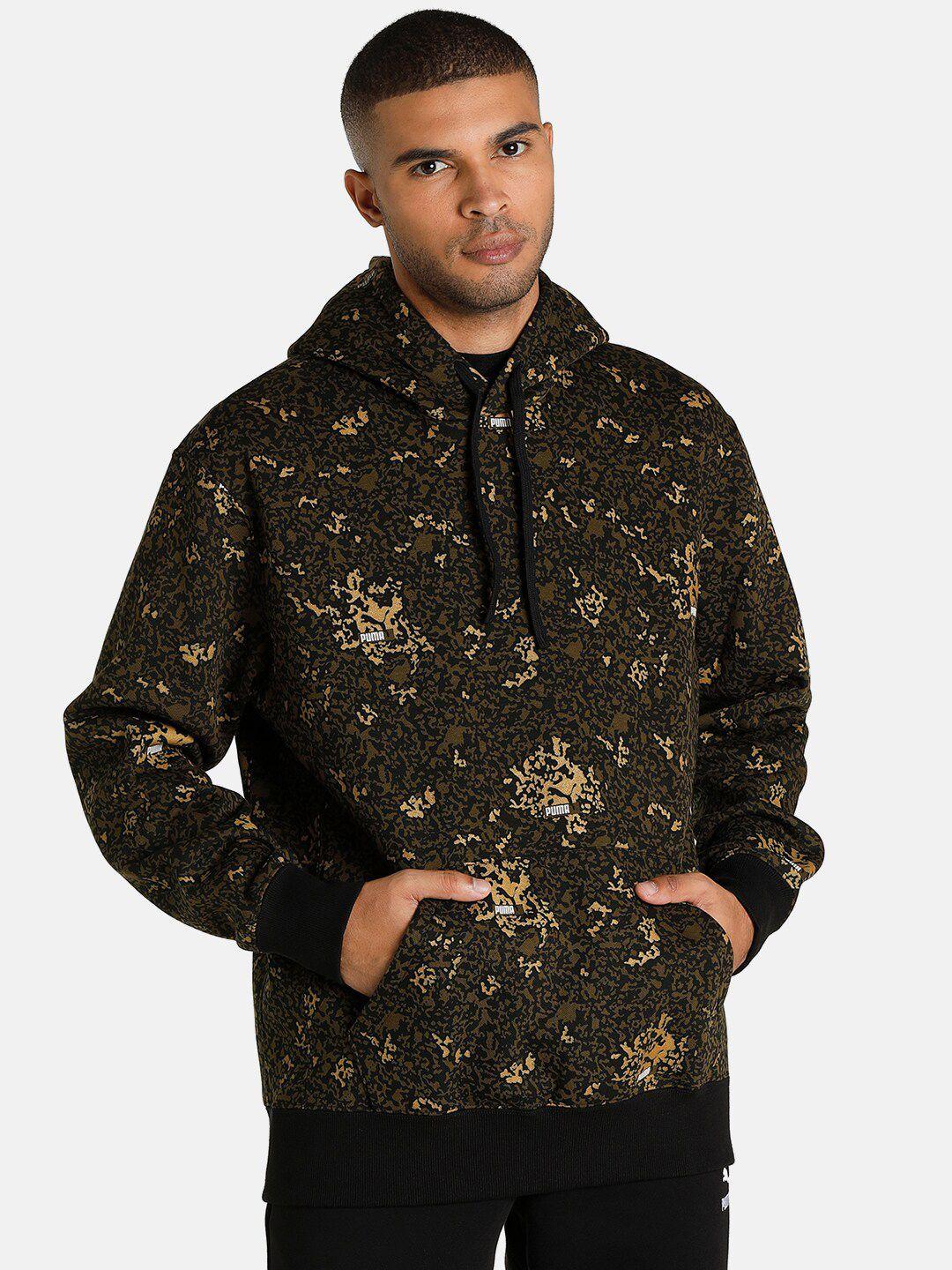 puma men black brand love metallic printed sweatshirt