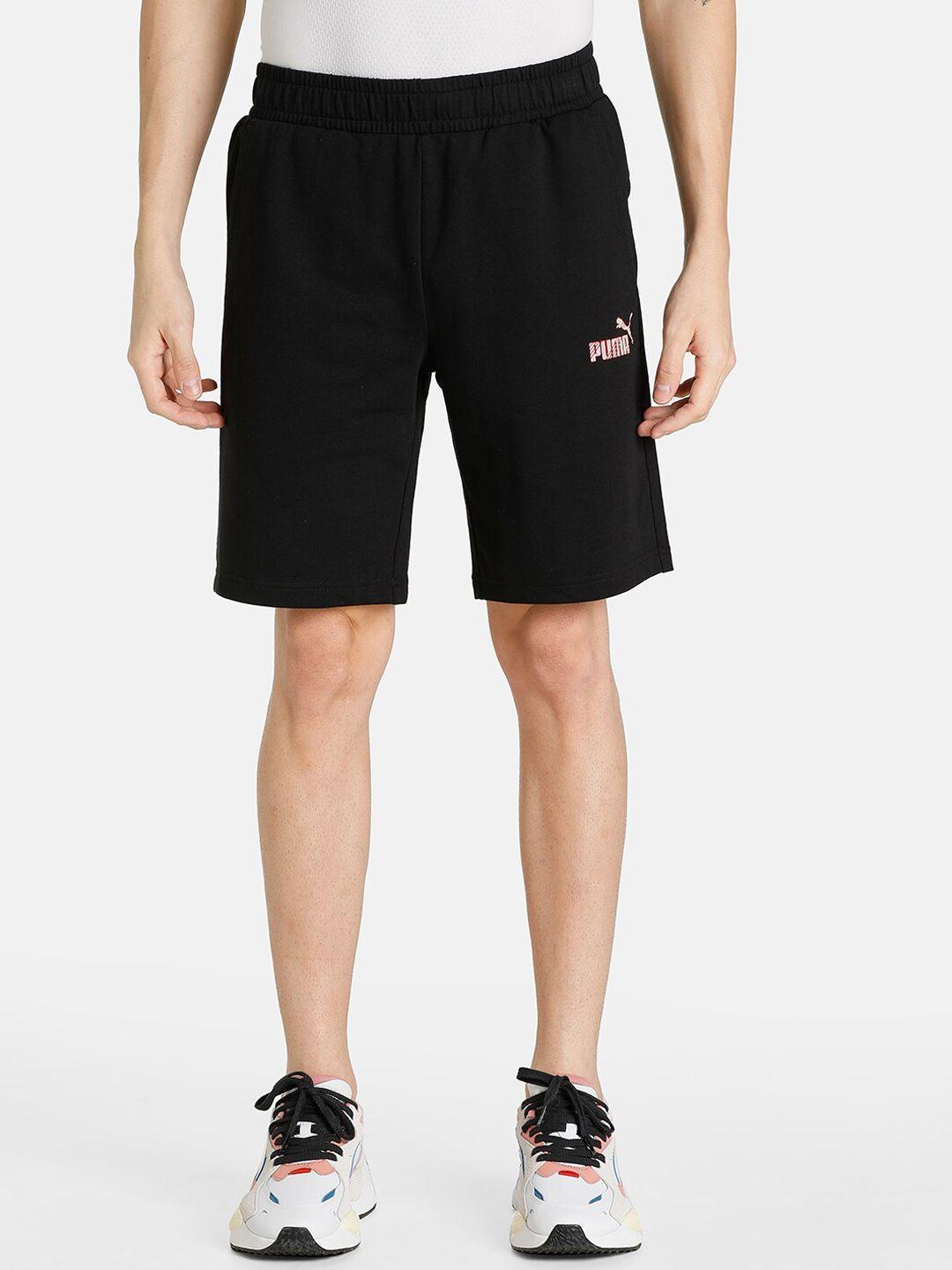 puma men black criss-cross slim fit sports shorts