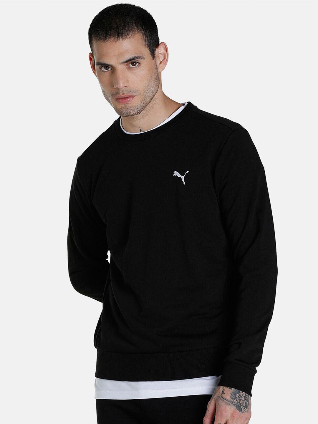 puma men black ess crew sweatshirt