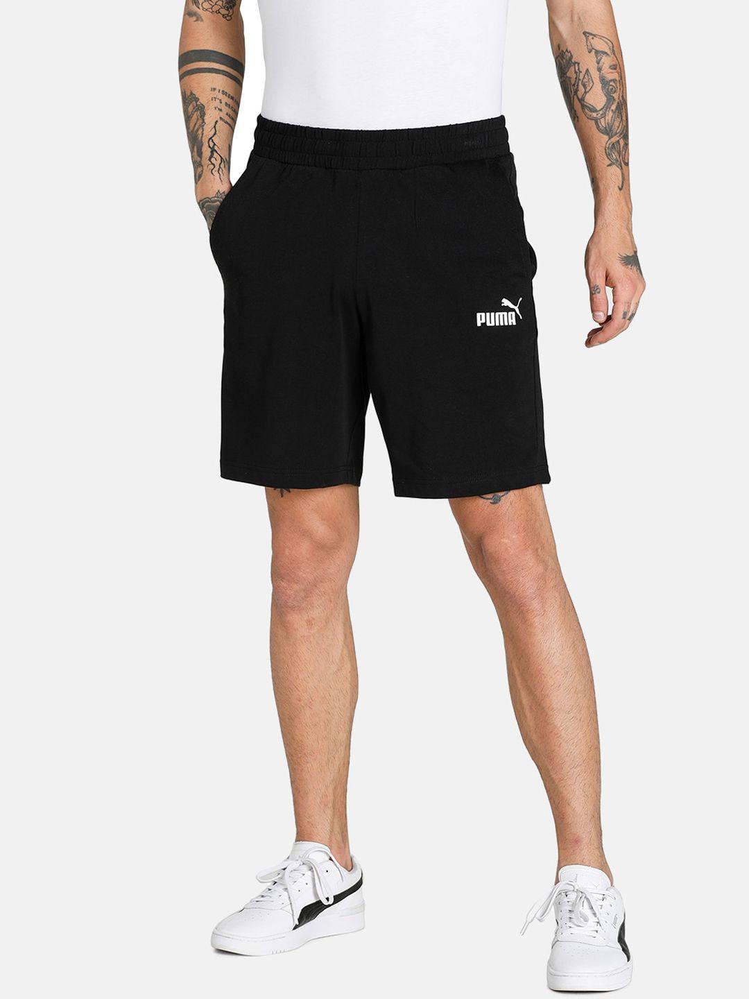 puma men black essential jersey pure cotton shorts