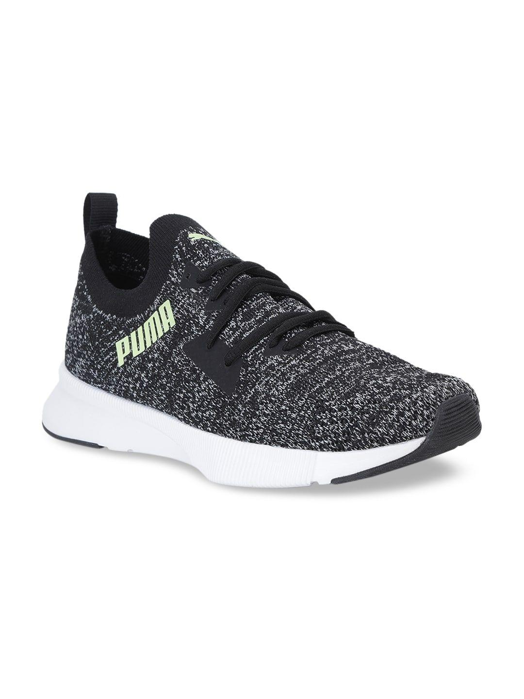 puma men black flyer runner engineer knit softfoam+ running shoes