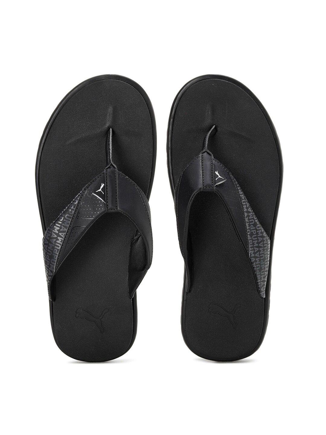 puma men black galaxy comfort v4 thong flip-flops