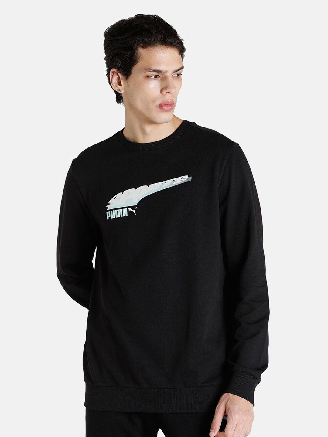 puma men black graphic crew printed sweatshirt