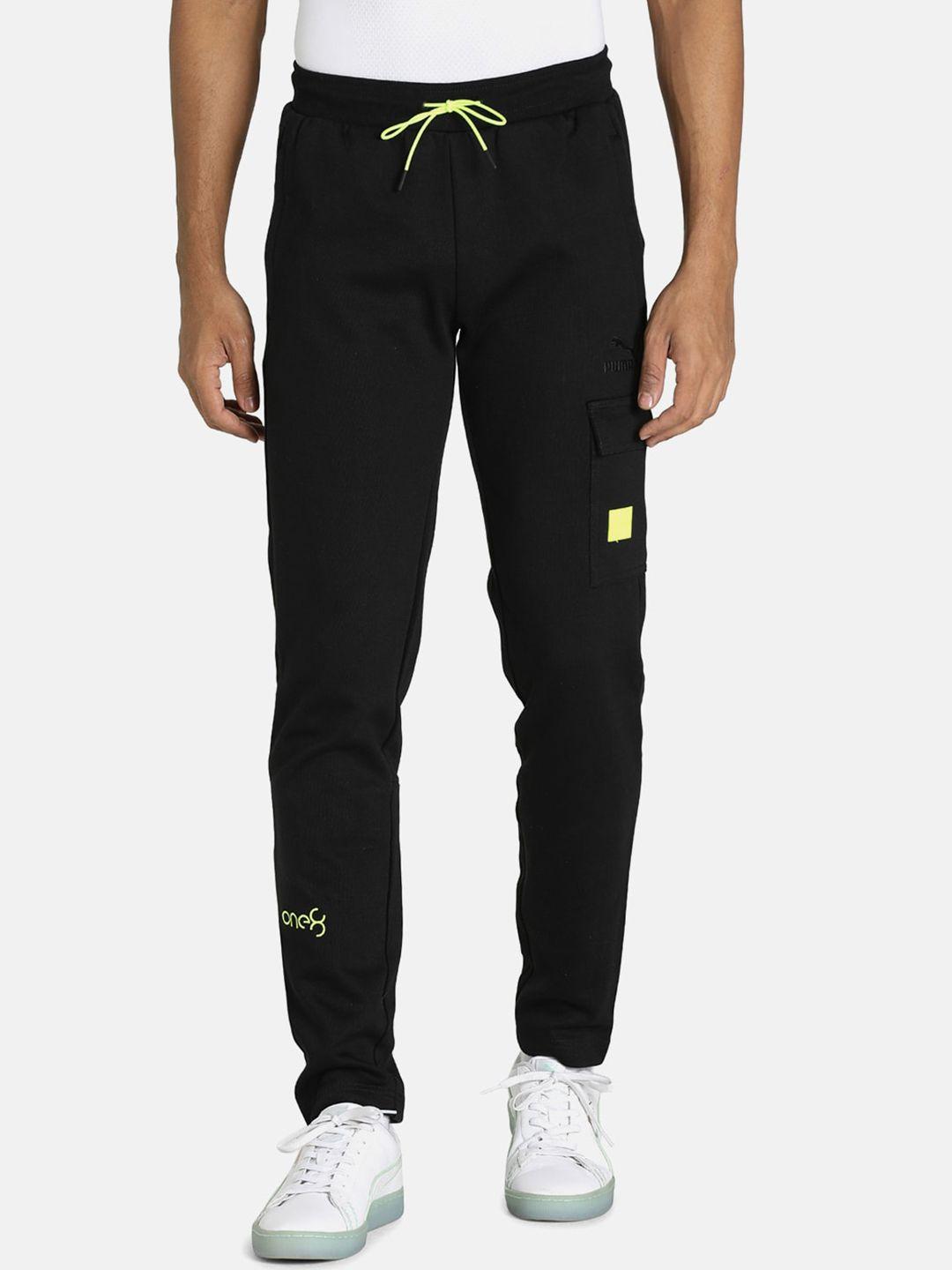 puma men black one8 virat kohli knitted slim fit track pants