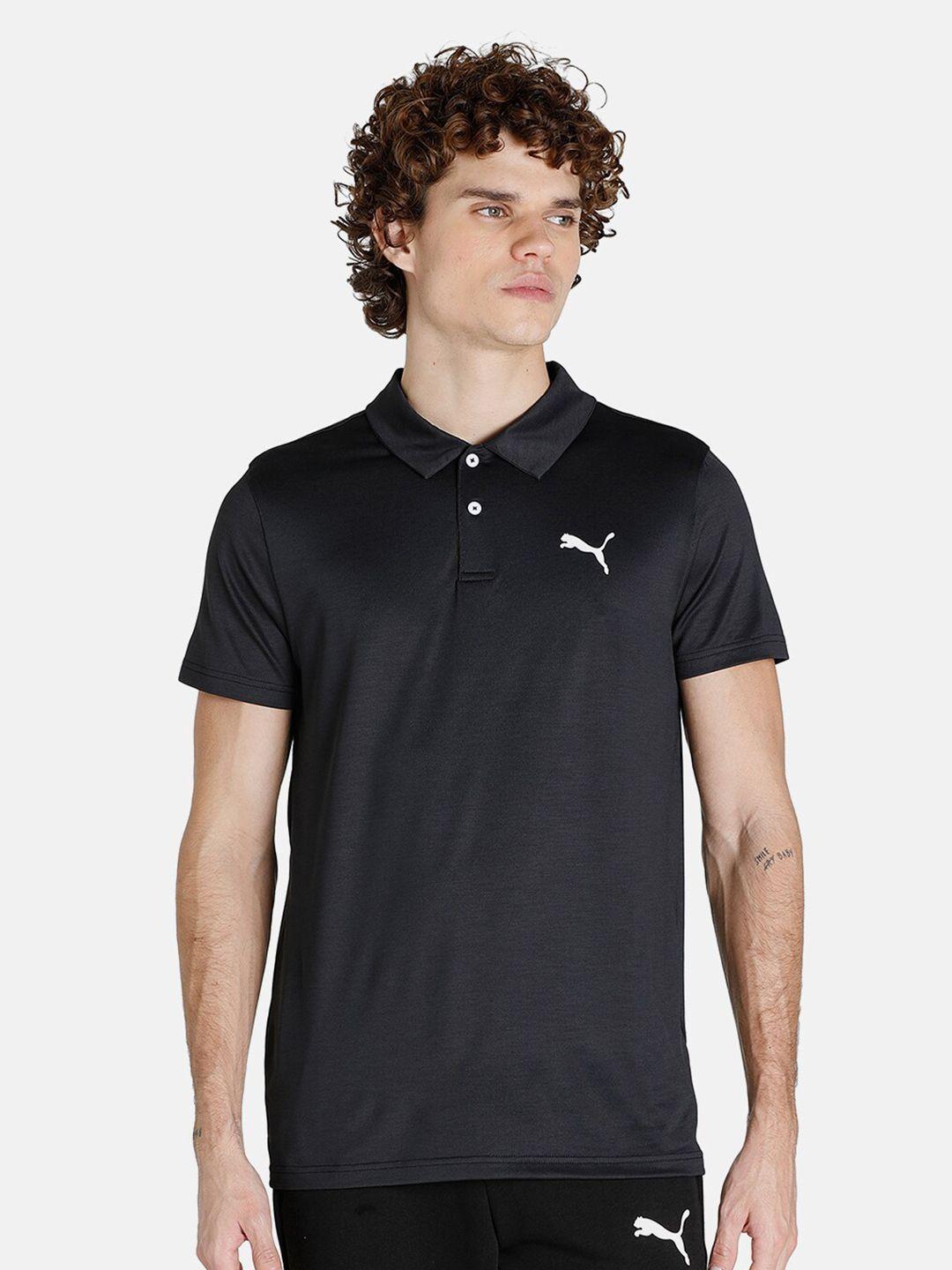 puma men black polo collar t-shirt