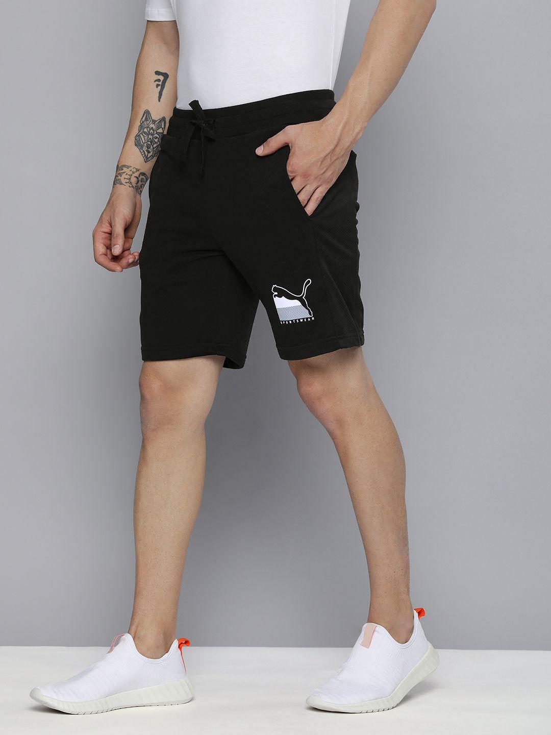 puma men black printed athletics men's 8" sports shorts