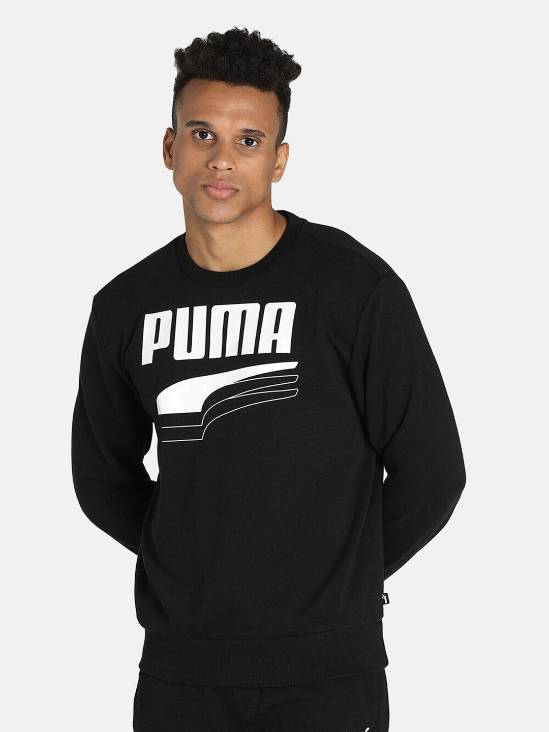 puma men black printed cotton sweatshirt