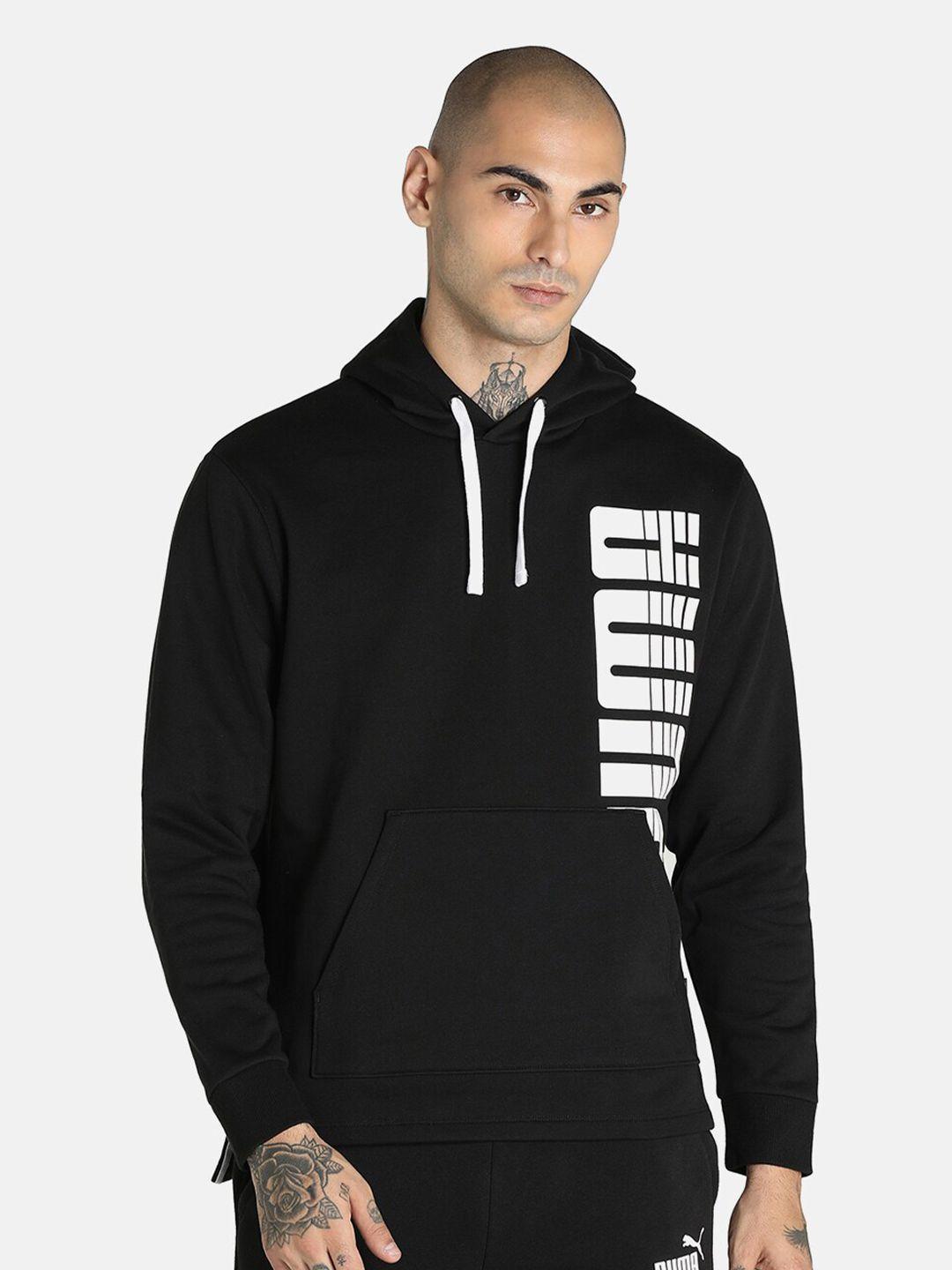 puma men black rebel bold hooded sweatshirt