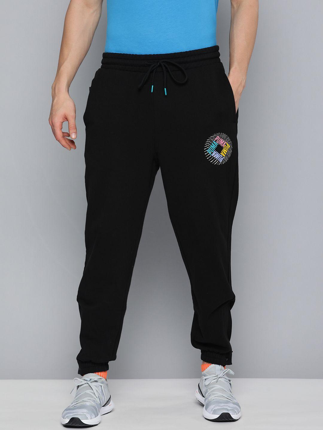 puma men black solid joggers