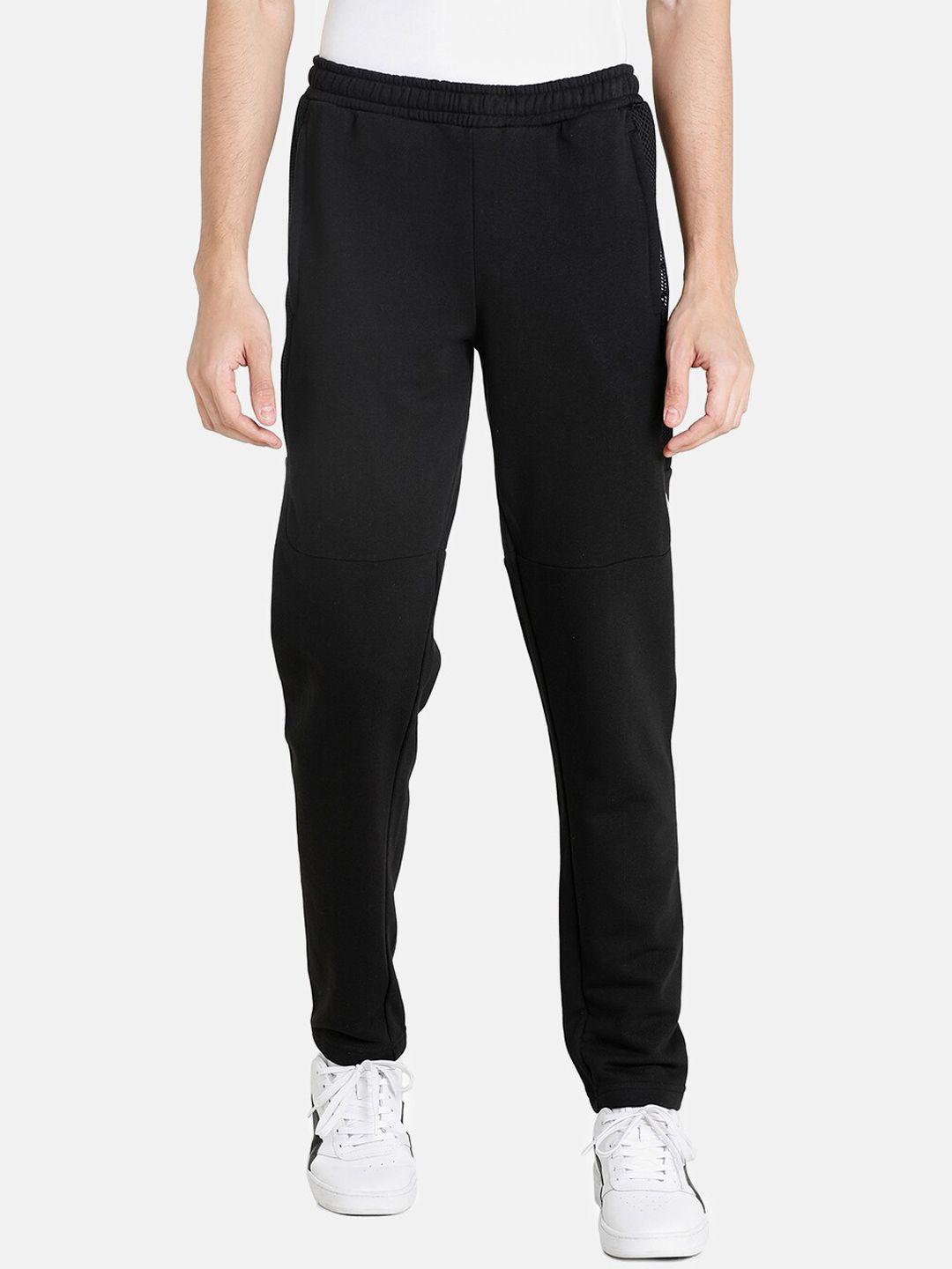 puma men black solid mesh overlay sweat pants