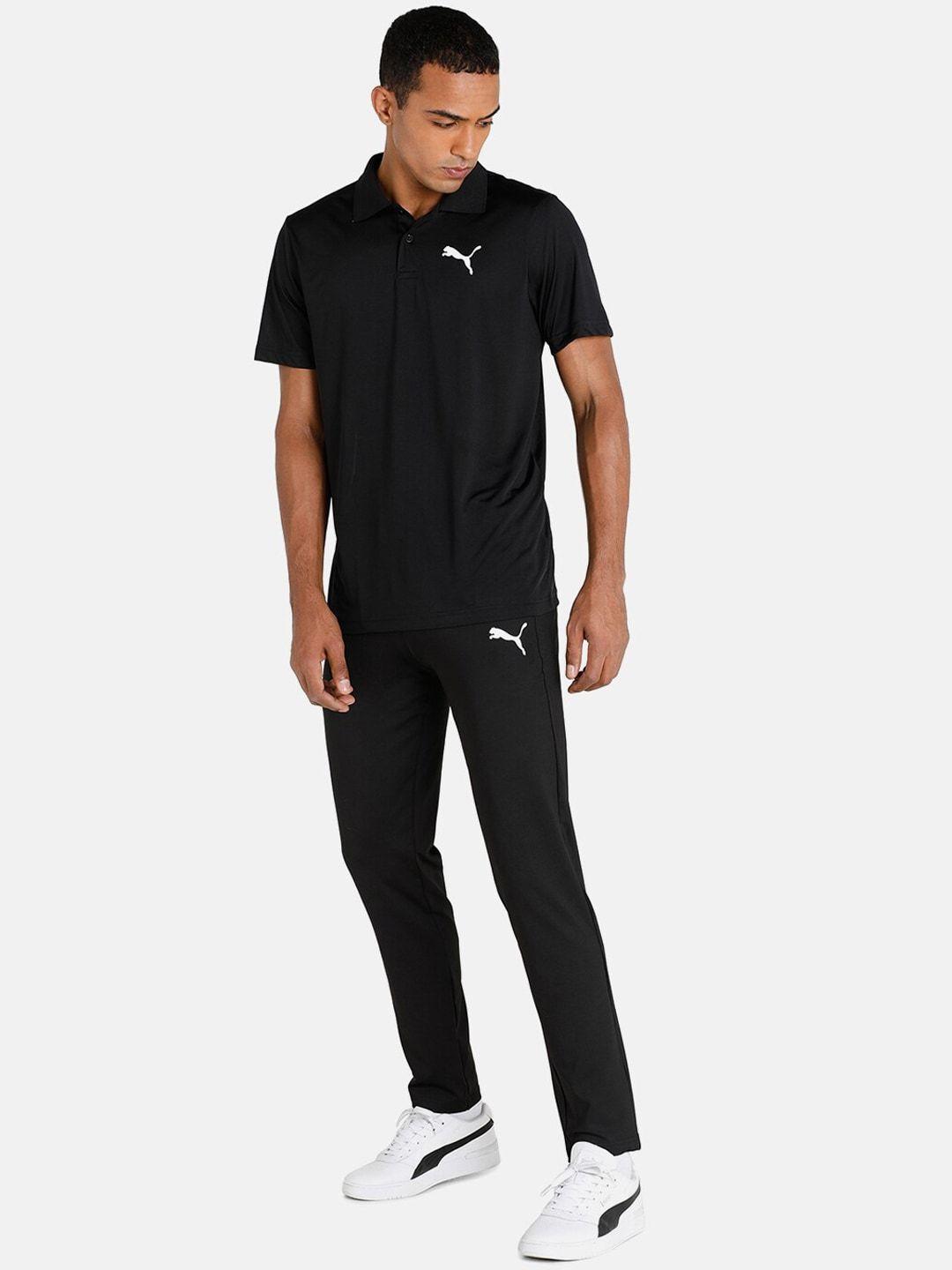 puma men black solid teams cr training pants