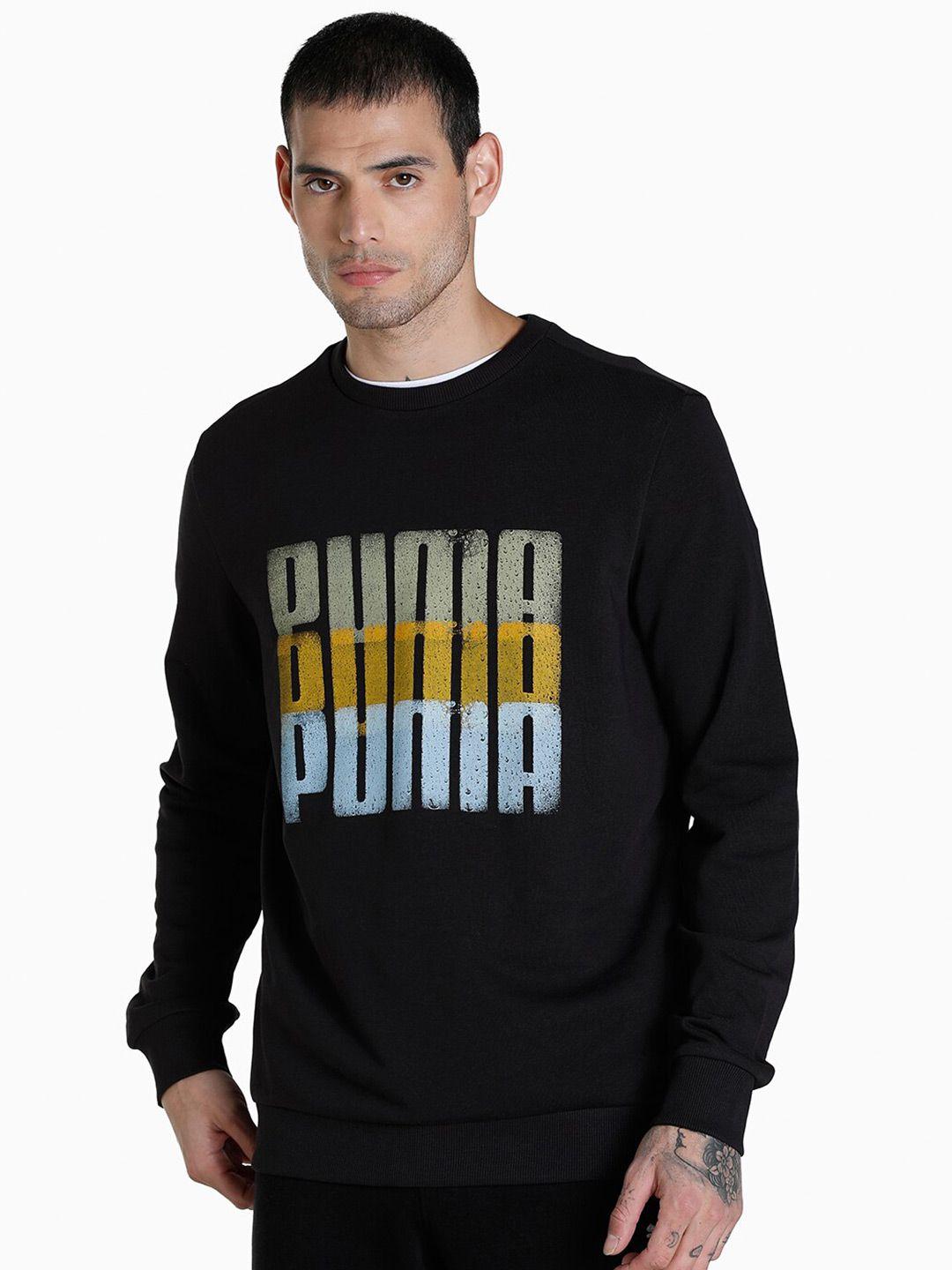 puma men black summer squeeze crew ii printed sweatshirt