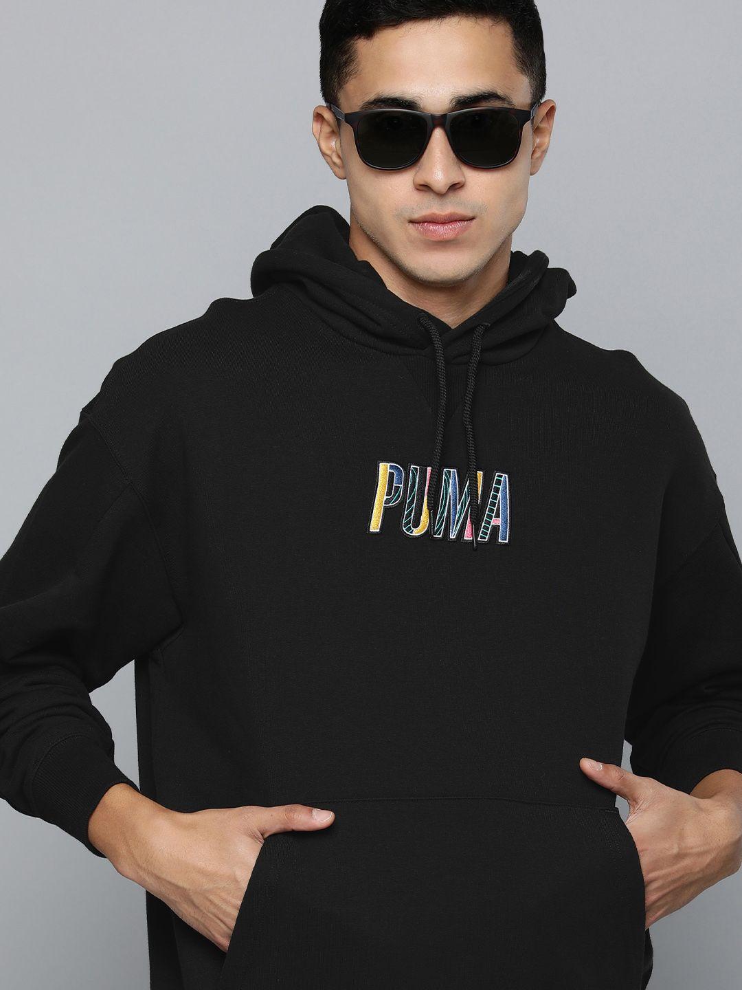 puma men black swxp pinnacle hooded relaxed fit  sweatshirt