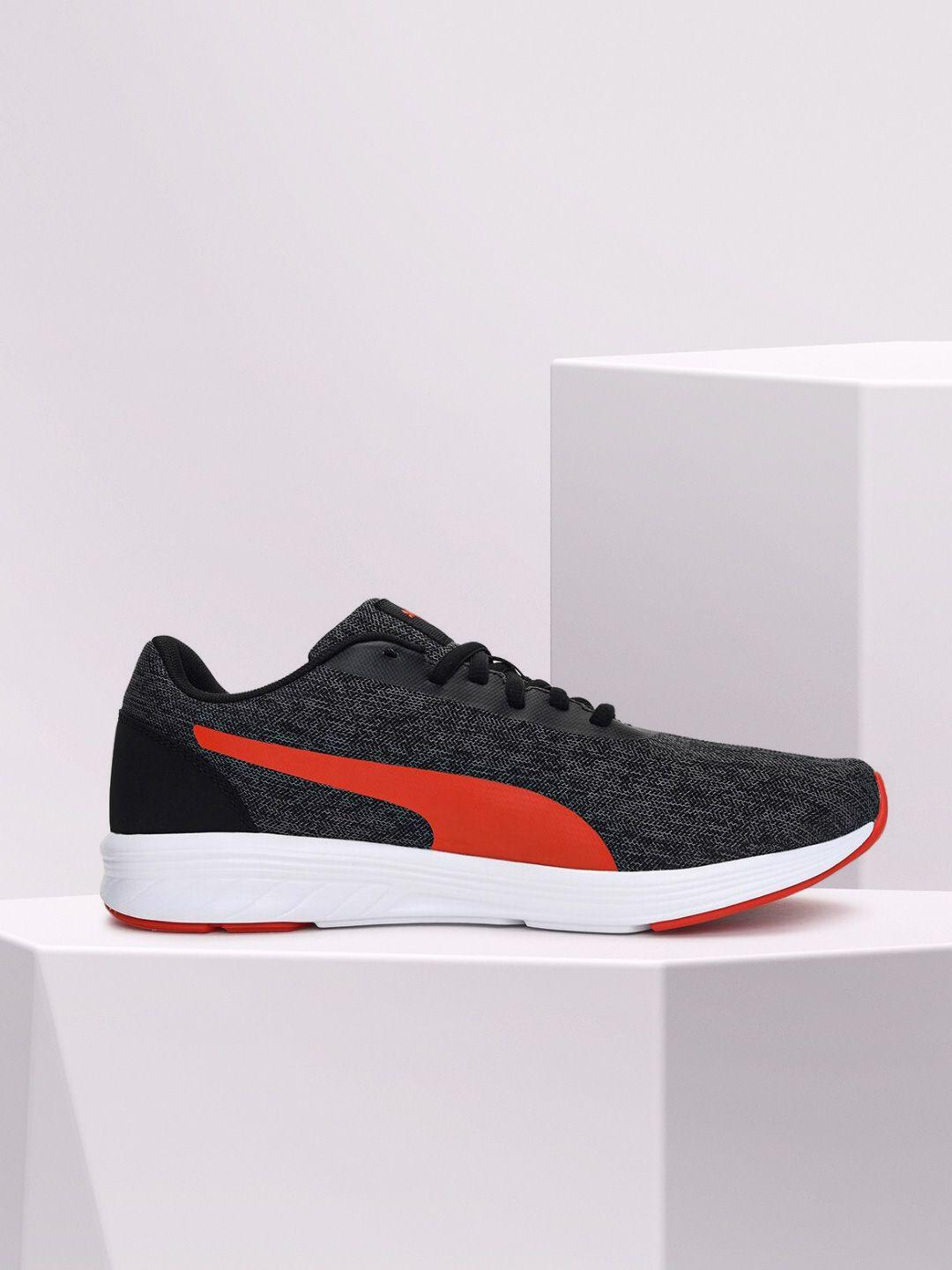 puma men black textile running shoes