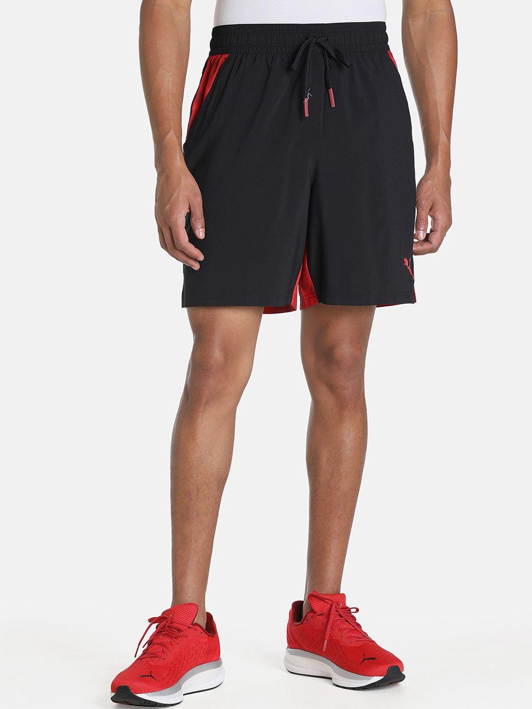 puma men black train aop 8" woven sports shorts