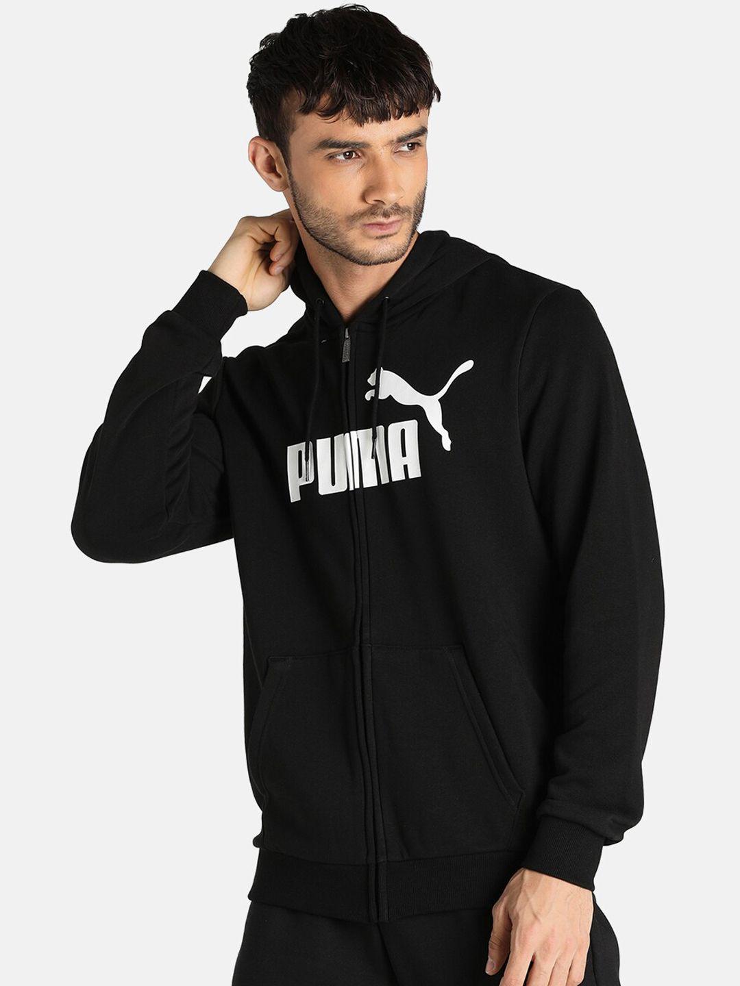 puma men black white brand logo sporty jacket