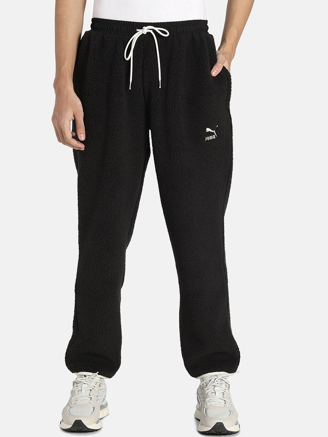 puma men black woven regular fit track pants