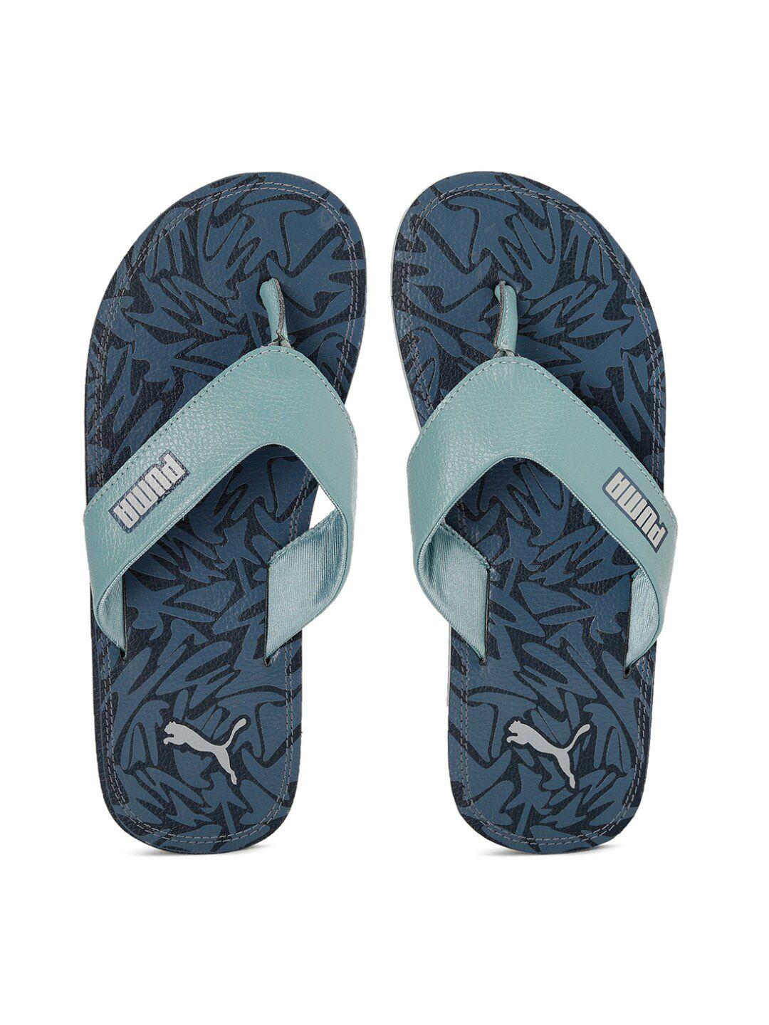 puma men blue & black ketava graphic v3 thong flip-flops