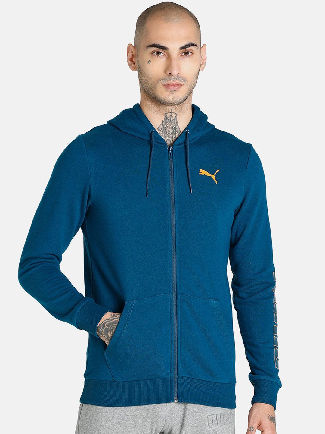 puma men blue brand logo sporty jacket