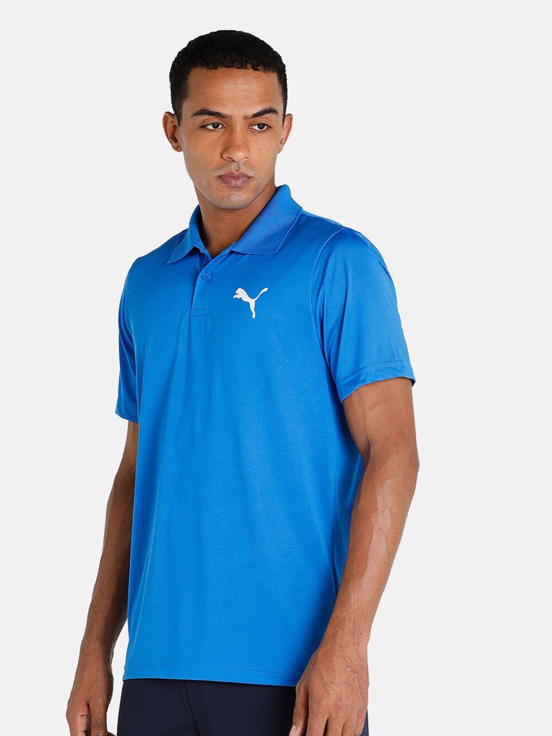 puma men blue cr team polo collar t-shirt