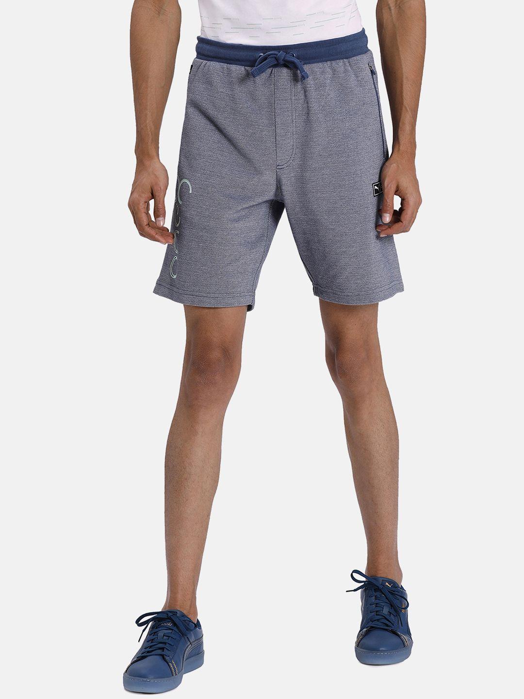 puma men blue solid regular fit regular shorts