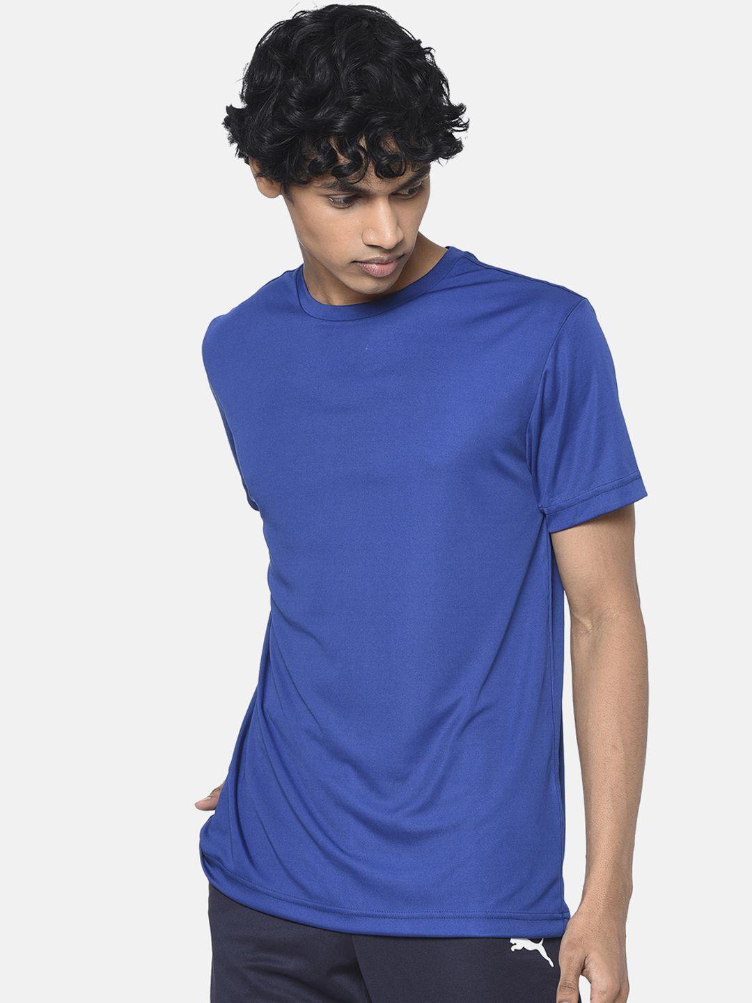 puma men blue solid round neck t-shirt