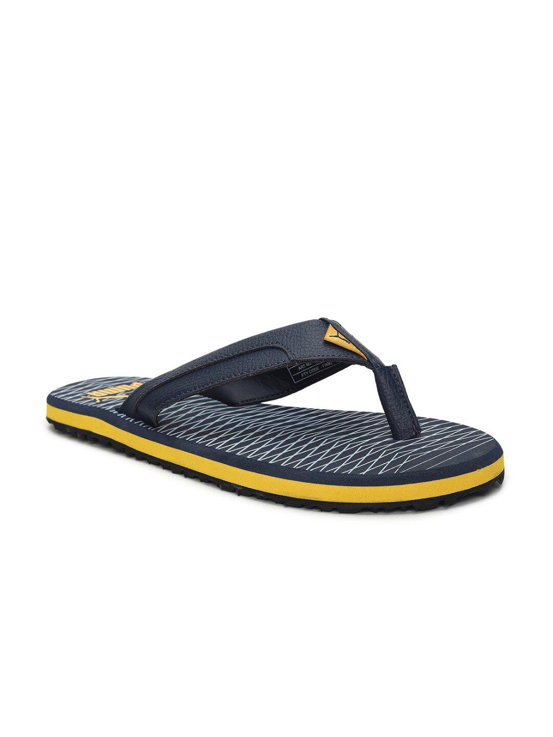 puma men blue yellow oleum 5 casual thong flip flops