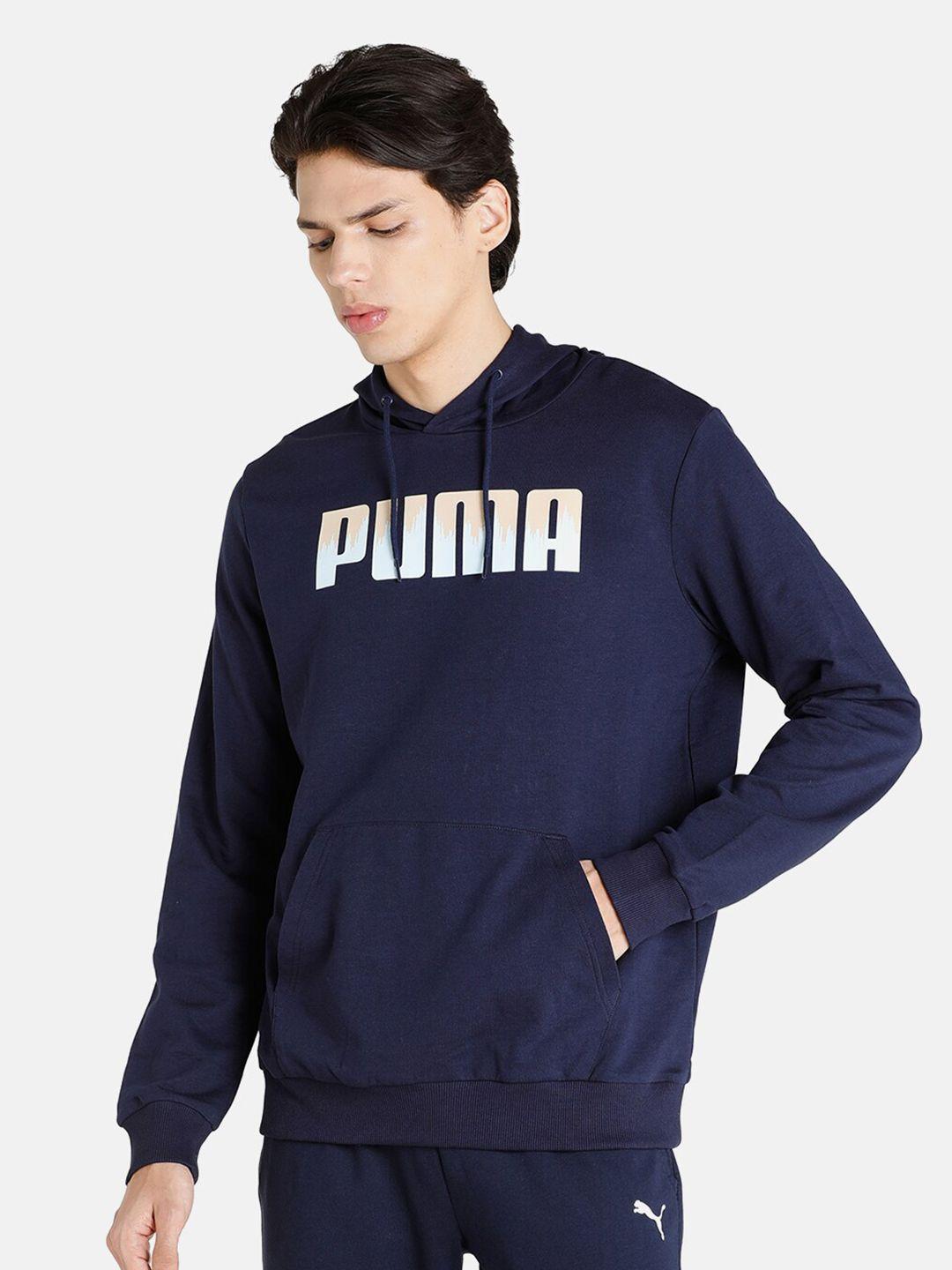 puma men brand logo-printed cotton hoodie sweatshirt