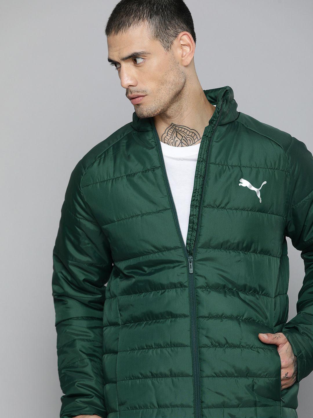 puma men brand logo printed lightweight slim fit outdoor padded jacket