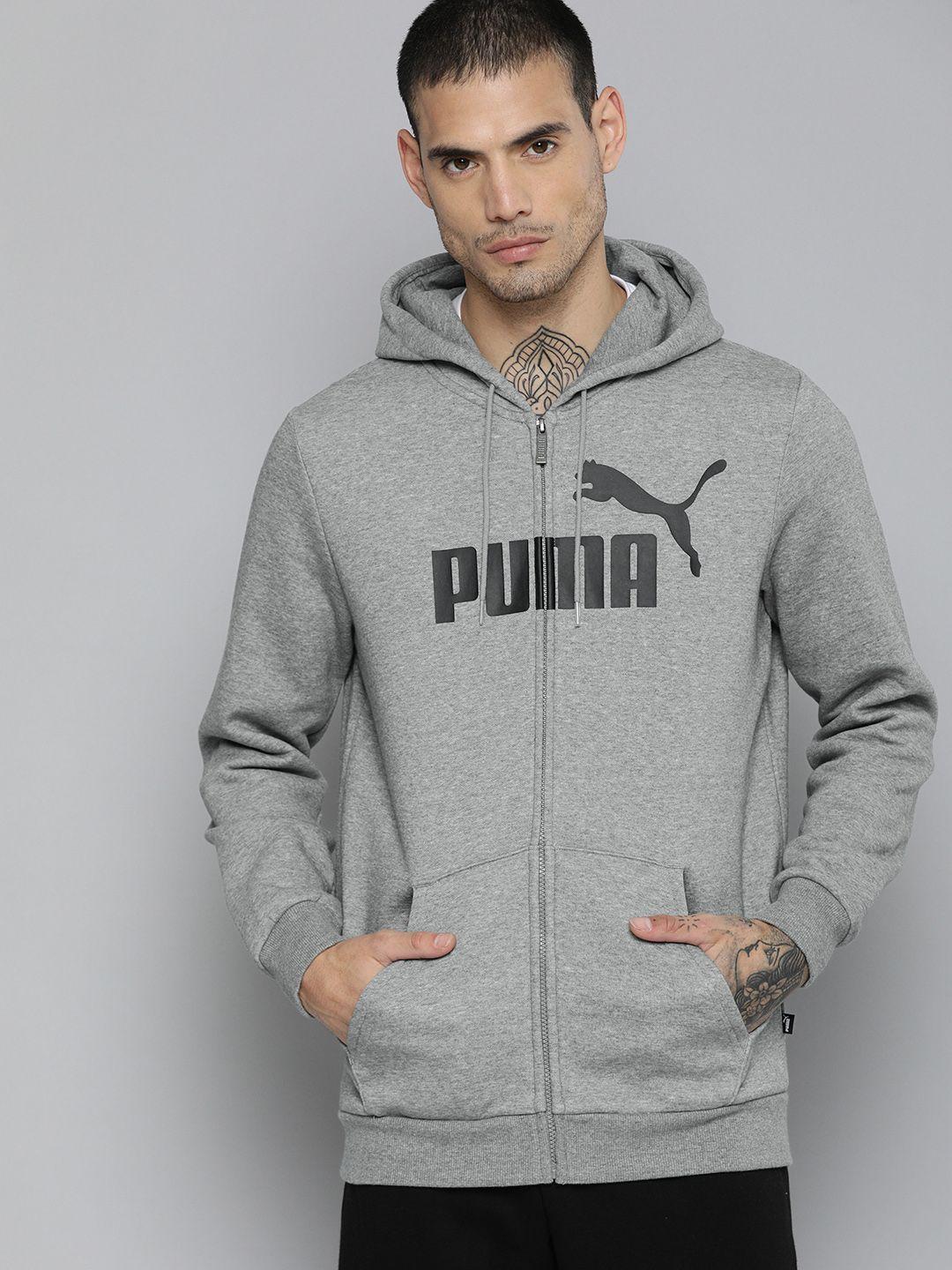puma men brand logo printed regular fit hooded sporty jacket