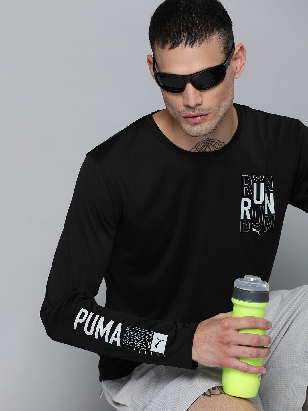 puma men brand logo printed run ls drycell t-shirt