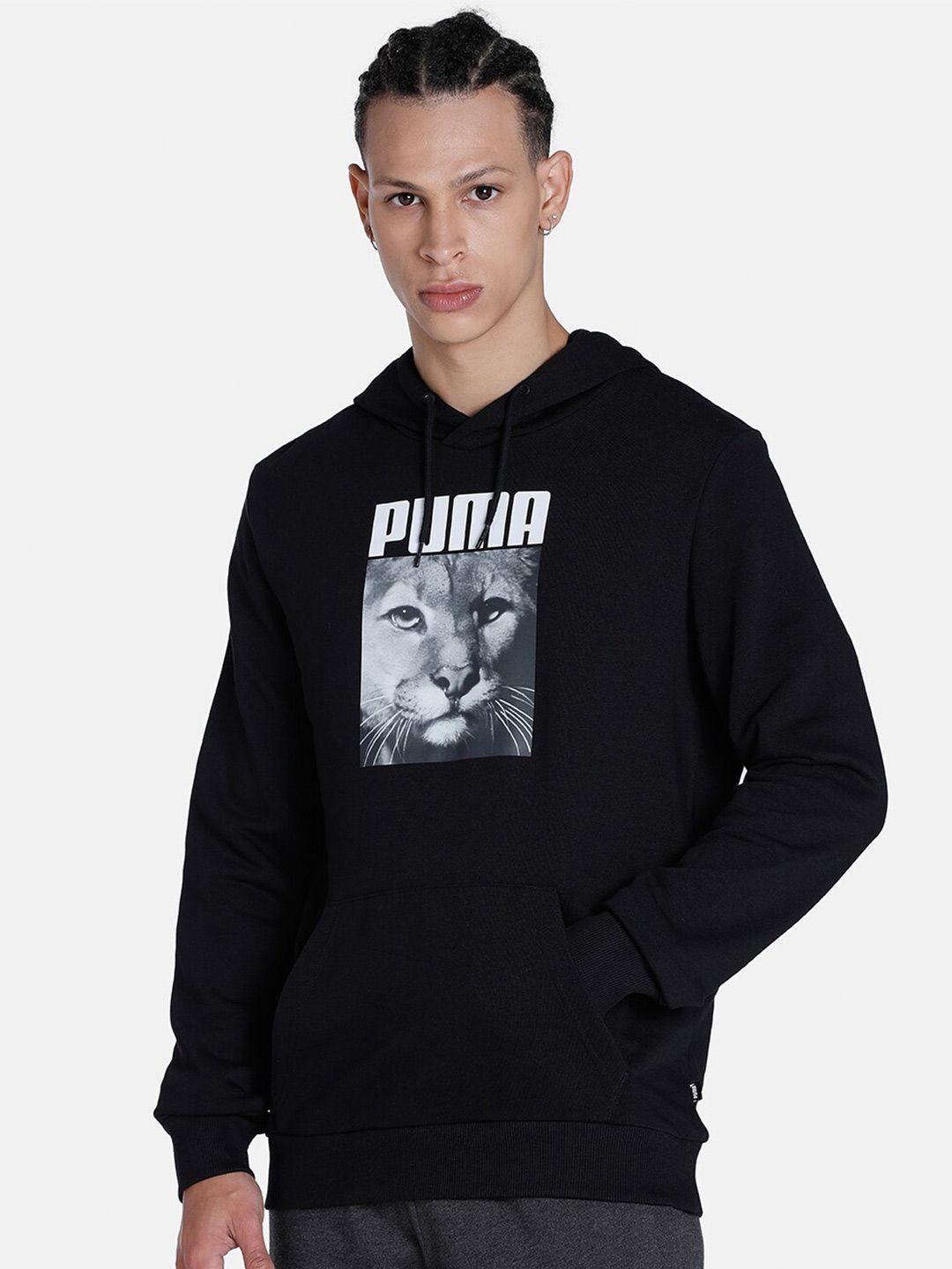 puma men cat graphic-printed cotton hoodie sweatshirt