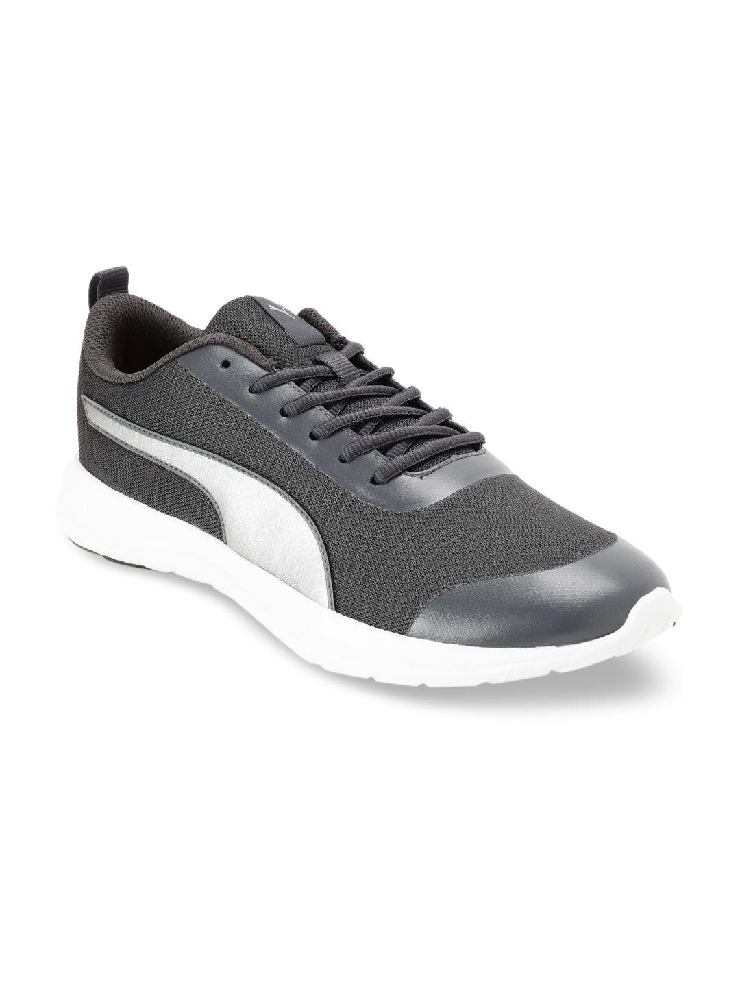 puma men charcoal mesh mid-top running shoes