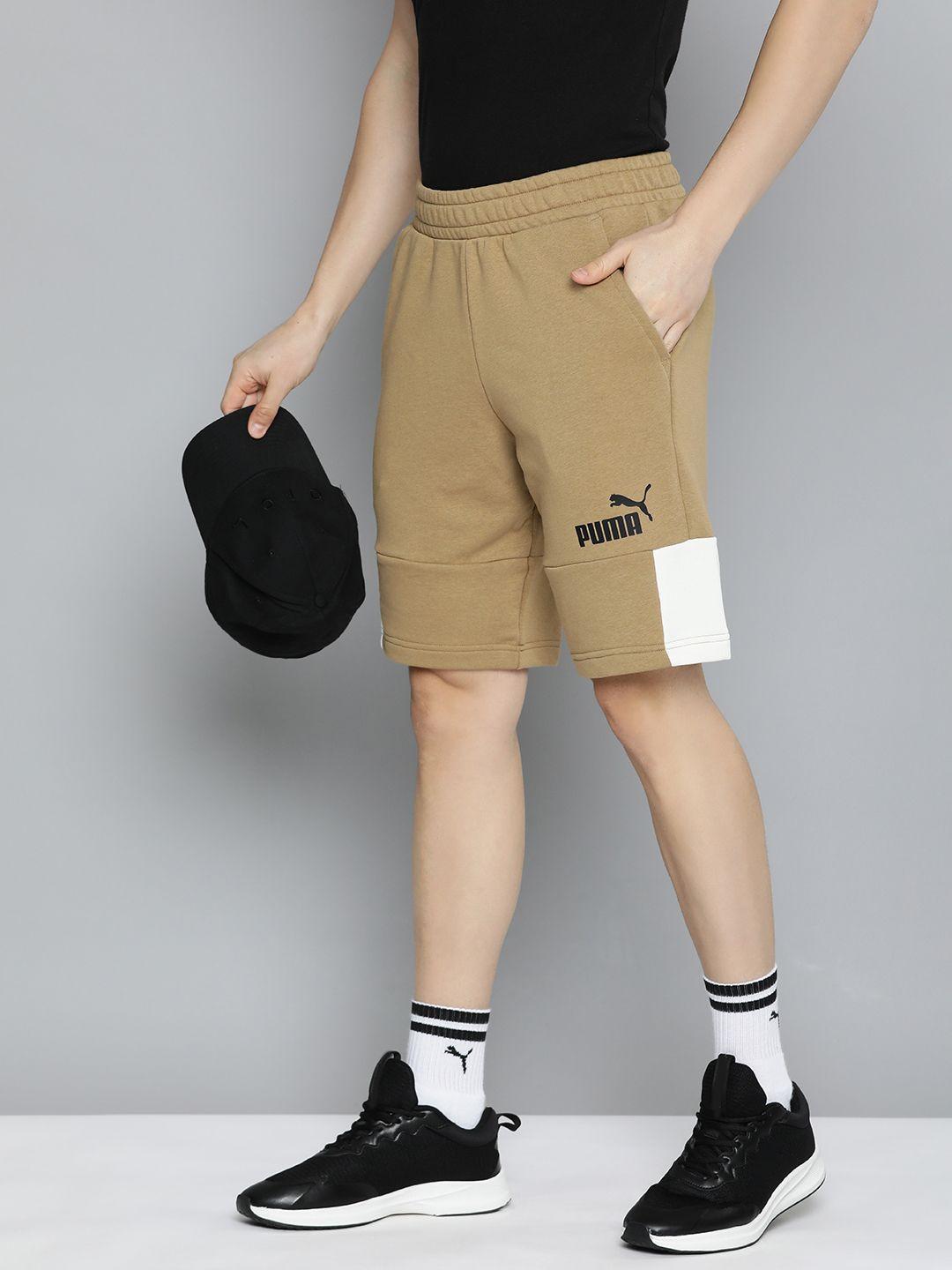 puma men colourblocked essentials+ block regular fit shorts