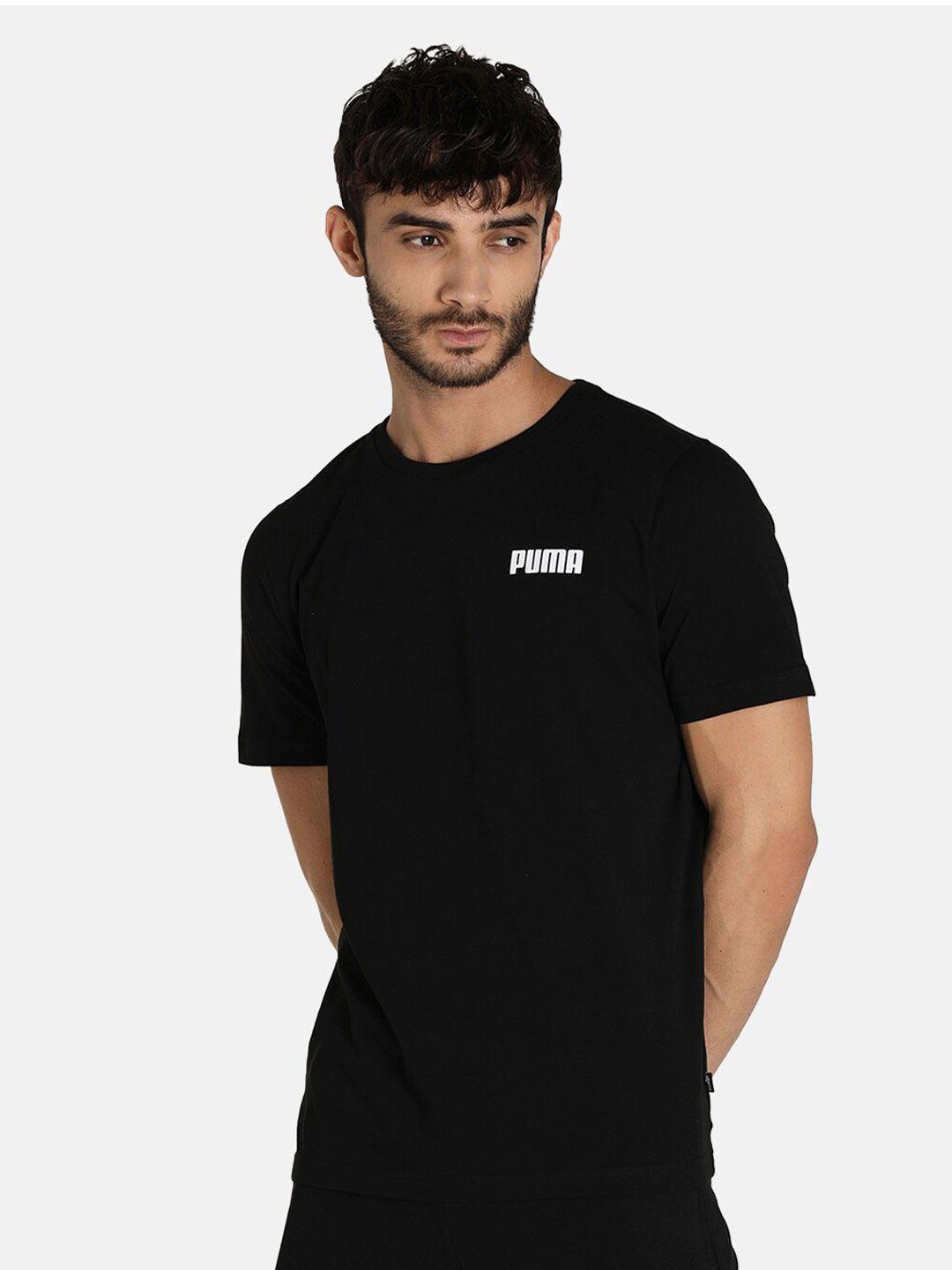 puma men essential black brand logo 3d chassis regular fit t-shirt