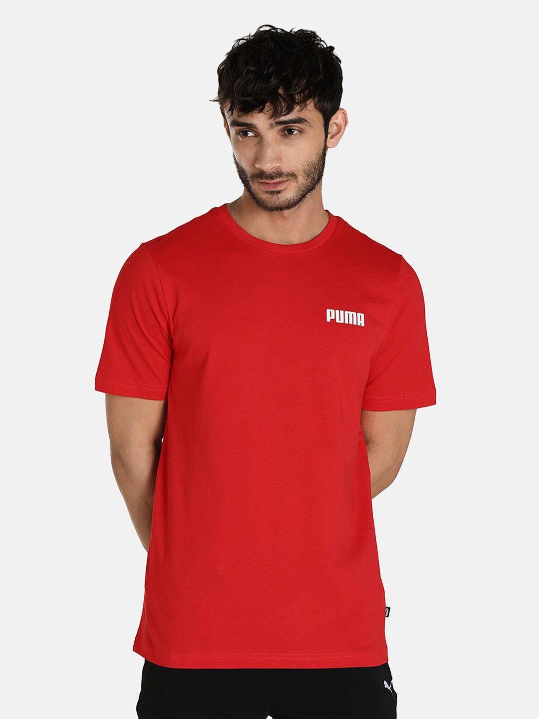 puma men essential red brand logo cristiano ronaldo slim fit t-shirt