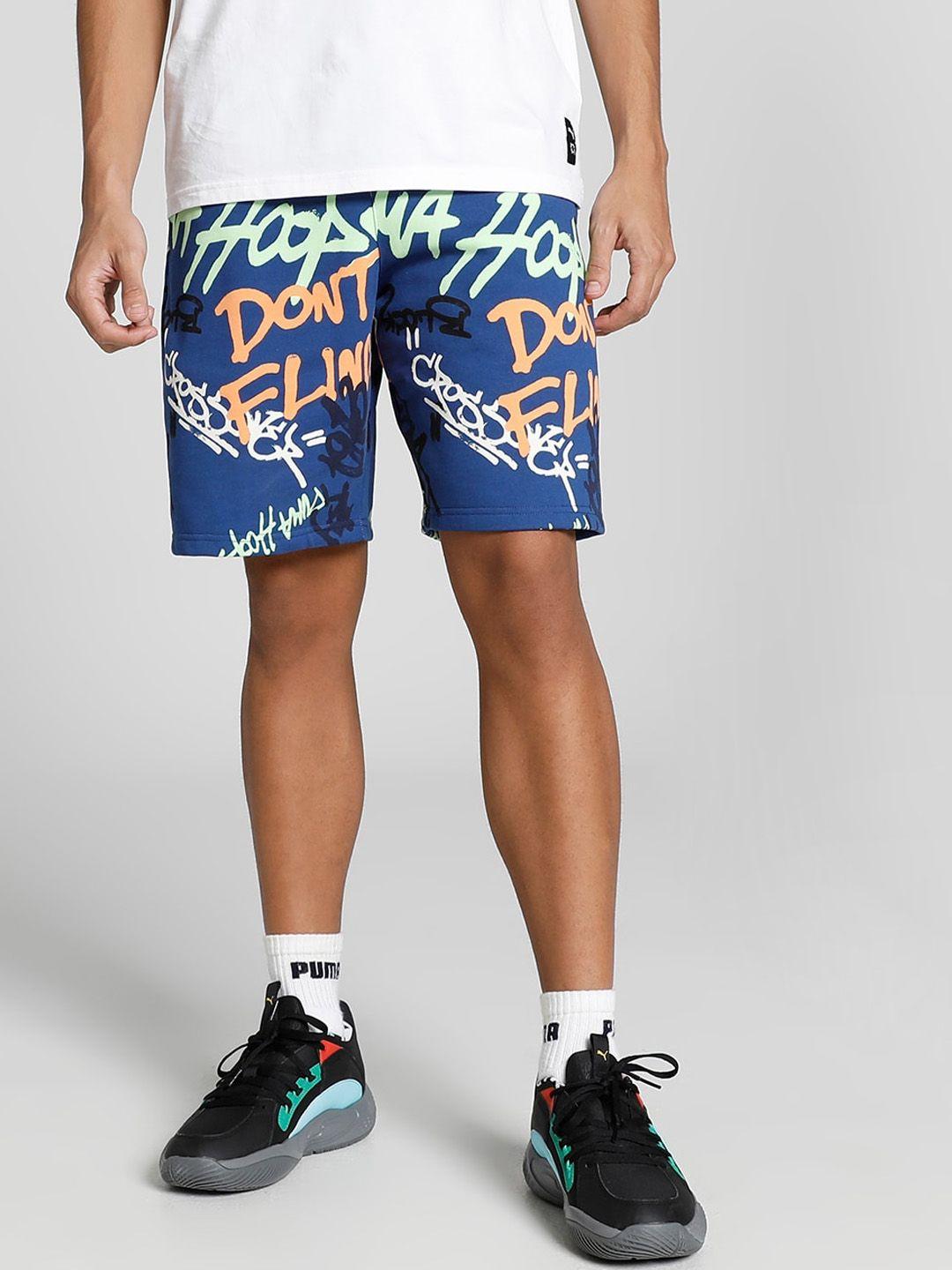 puma men freestyle booster graphic printed cotton shorts
