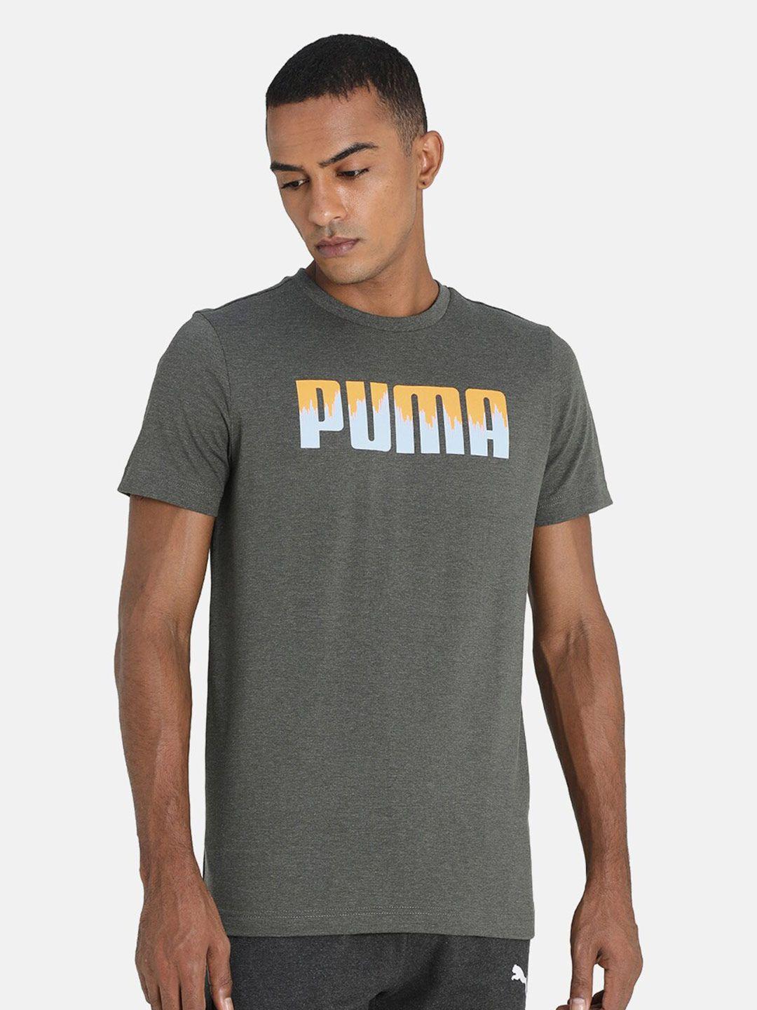 puma men green brand logo printed t-shirt