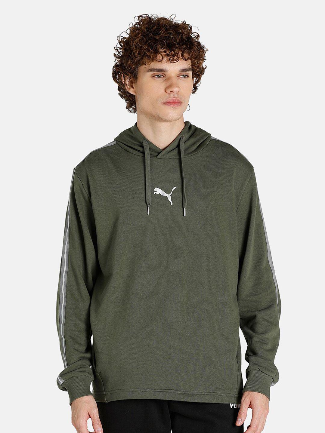puma men green metallic nights hoodie
